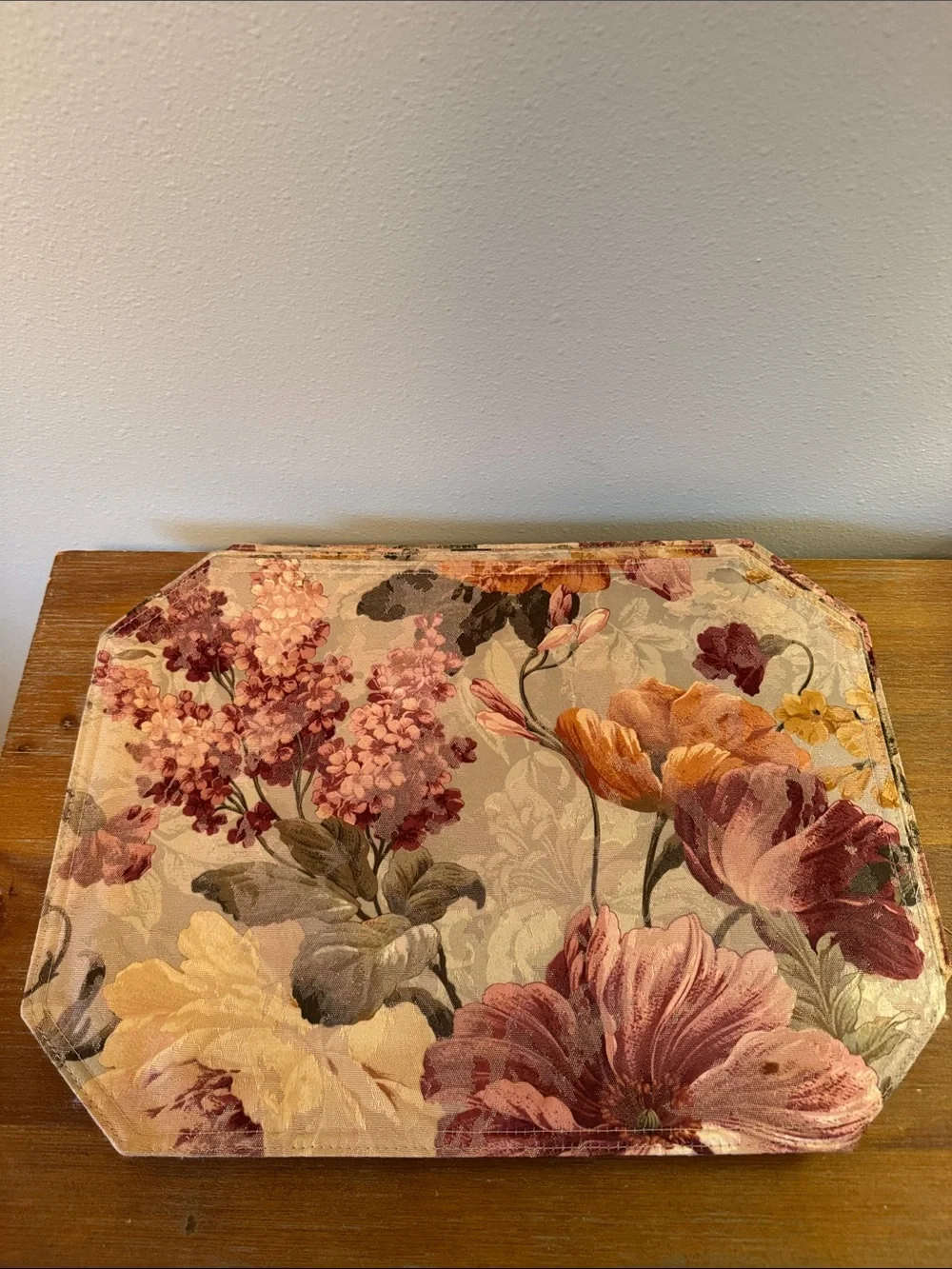 New Set of 6 Floral Reversible Placemats - Rose, Peach & Cream